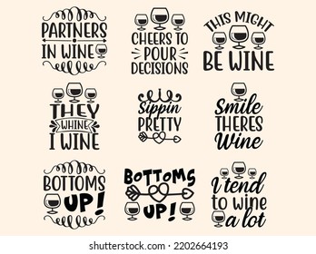 Set of wine t-shirt design 