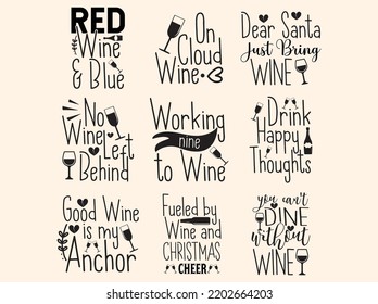 Set of wine t-shirt design 