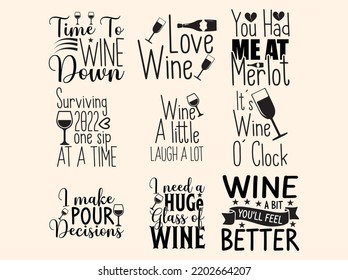 Set of wine t-shirt design 