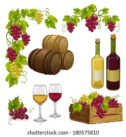 set for winemaking. vector illustration