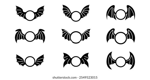 set of wing decorated element vector design illustration