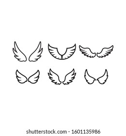 Set of wing icon design template vector