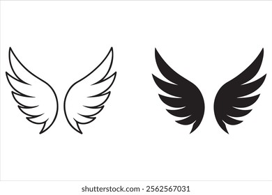 Set of Wing. Wing icon vector.