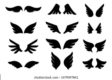 Set of the wing icons. Design element for poster, emblem, sign, logo, label. Vector illustration