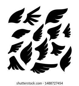 Set of the wing icons. Design element for poster, emblem, sign, logo, label. Vector illustration