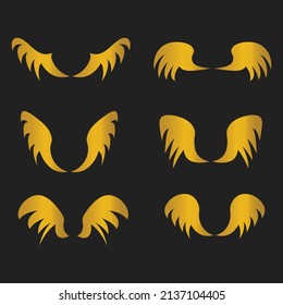 Set wing logo design. Golden shapes and abstract symbols design concepts. Vector design icon logo template 