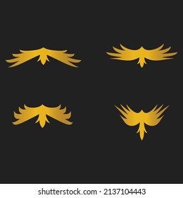 Set wing logo design. Golden shapes and abstract symbols design concepts. Vector design icon logo template 