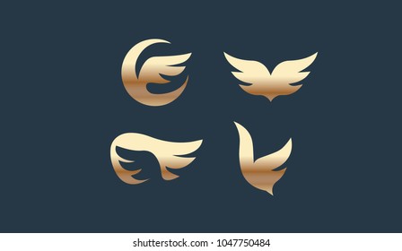 Set of Wing Logo Template Vector Icon Design