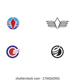 Set Wing  Logo Template vector icon illustration design