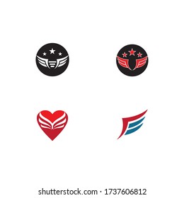 Set Wing  Logo Template vector icon illustration design