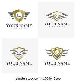 Set of Wing Shield logo vector template, Creative Wings logo design concepts