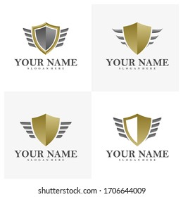 Set of Wing Shield logo vector template, Creative Wings logo design concepts