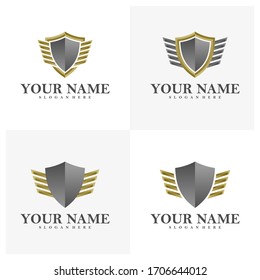 Set of Wing Shield logo vector template, Creative Wings logo design concepts