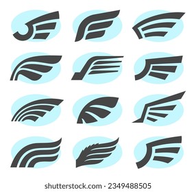 Set of wing signs design elements. Vector illustration