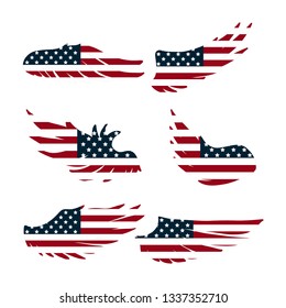 Set of wings. American Flag colors. Vector illustration.
