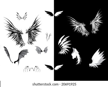 Set of wings - dark wings, angel wings, demon wings, tattoo wings etc...