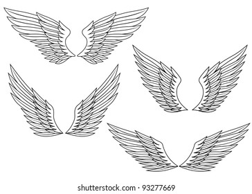 Set of wings for heraldry design