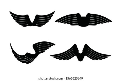 set of wings icon vector on white background. design elements for logo