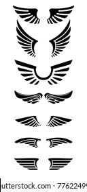 Set of wings icons. Design elements for logo, label, emblem, sign. Vector illustration