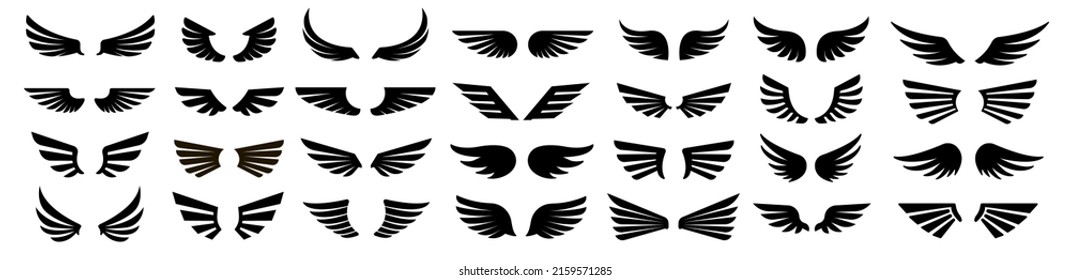 Set of wings icons. Vector illustration.