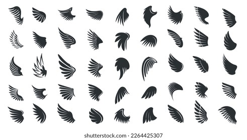 Set of wings icons. Vector illustration.