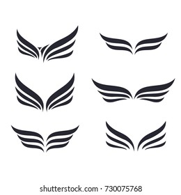 Set of wings icons. Vector illustration.