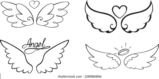 Similar Images, Stock Photos & Vectors of Angel wings drawing ...