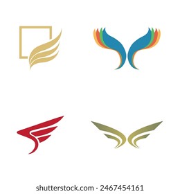 set of wings logo  icon vector illustration template