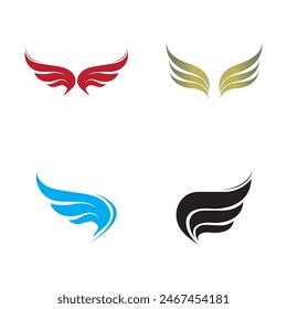 set of wings logo  icon vector illustration template