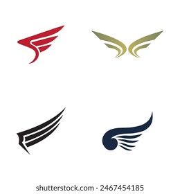 set of wings logo  icon vector illustration template