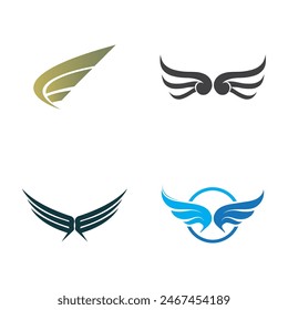 set of wings logo  icon vector illustration template