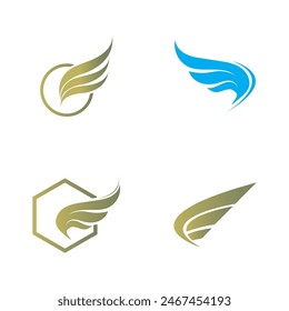 set of wings logo  icon vector illustration template