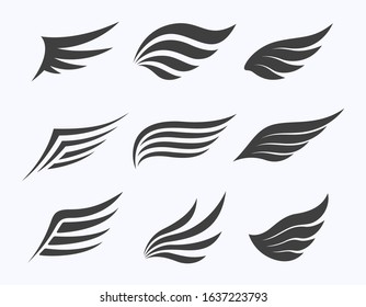 Set of wings on white background, vector illustration