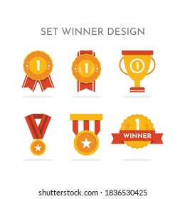 Set the winner collection vector design illustration.