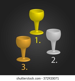 Set of winner cups, eps10. Stock vector.