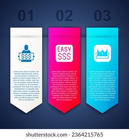 Set Winner holding prize ticket, Money casino and King playing card. Business infographic template. Vector
