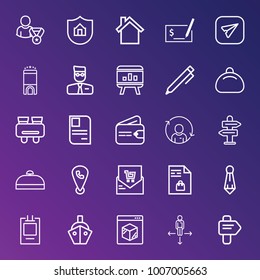 set of winner, house security, house, business agreement, chat, hotel, train, pen, bag, binoculars, wallet, road sign, bell, tie, ship, website, bill, update account, banner vector icon