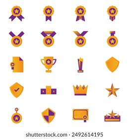Set of winner medal icon vector