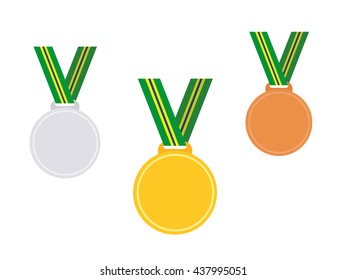 Set of winner medals. Brazil. Vector illustration.