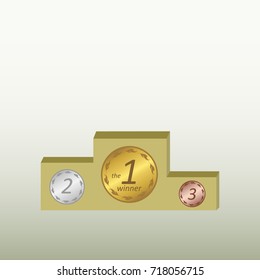 Set of winner podium and medal. Vector illustration