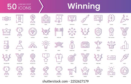 Conjunto de iconos ganadores. Conjunto de iconos de estilo de degradado. Ilustración vectorial