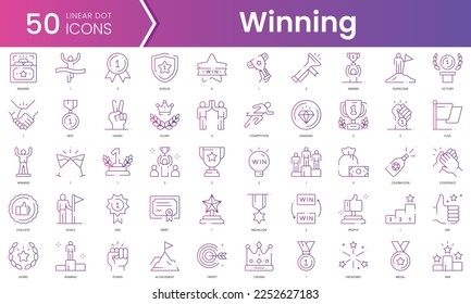 Conjunto de iconos ganadores. Conjunto de iconos de estilo de degradado. Ilustración vectorial
