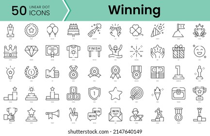 Set of winning icons. Line art style icons bundle. vector illustration