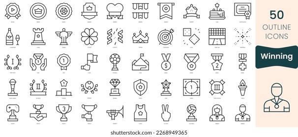 Set of winning icons. Thin linear style icons Pack. Vector Illustration