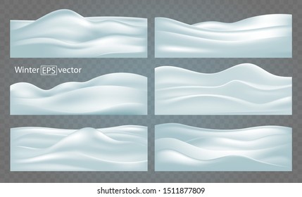 Set of winter abstract backgrounds, snow-covered relief hills with shadows.