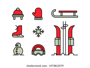 set of winter activities icons vector