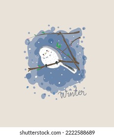 Set of Winter background with cute birds. Design for wallpaper, notebook cover, poster, diary cover, postcard, banner.