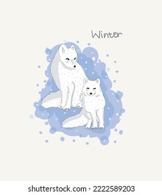 Set of Winter background with white wolf. Design for wallpaper, notebook cover, poster, diary cover, postcard, banner.