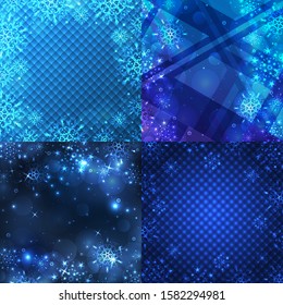 Set winter backgrounds. Winter frame with snowflakes. Christmas Greeting Card. New Year background with space for your text. Winter template. Christmas backdrop. New Year flyer.