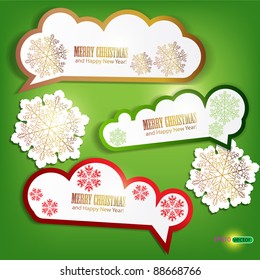 Set of winter bubbles, stickers, labels, tags. Vector  illustration